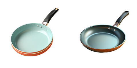 transparent background with isolated grey nonstick frying pan