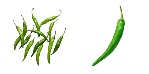Wall Mural - Green chilli on a dimly lit transparent background