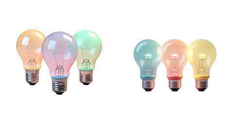 Set of bulbs transparent background