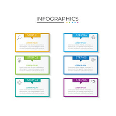 Presentation business infographic template with 6 options. Vector illustration.