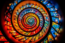 Abstract Pattern Image With Colorful Spiral Mosaic Glass.