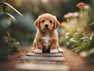 Wall Mural - Outdoor portrait of s cute puppy. 