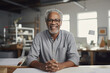 © Eugenio Marongiu - Generative ai portrait of a confident and reassuring mature black businessman sitting desk