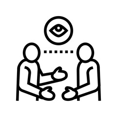 Wall Mural - eye contact interview job line icon vector. eye contact interview job sign. isolated contour symbol black illustration