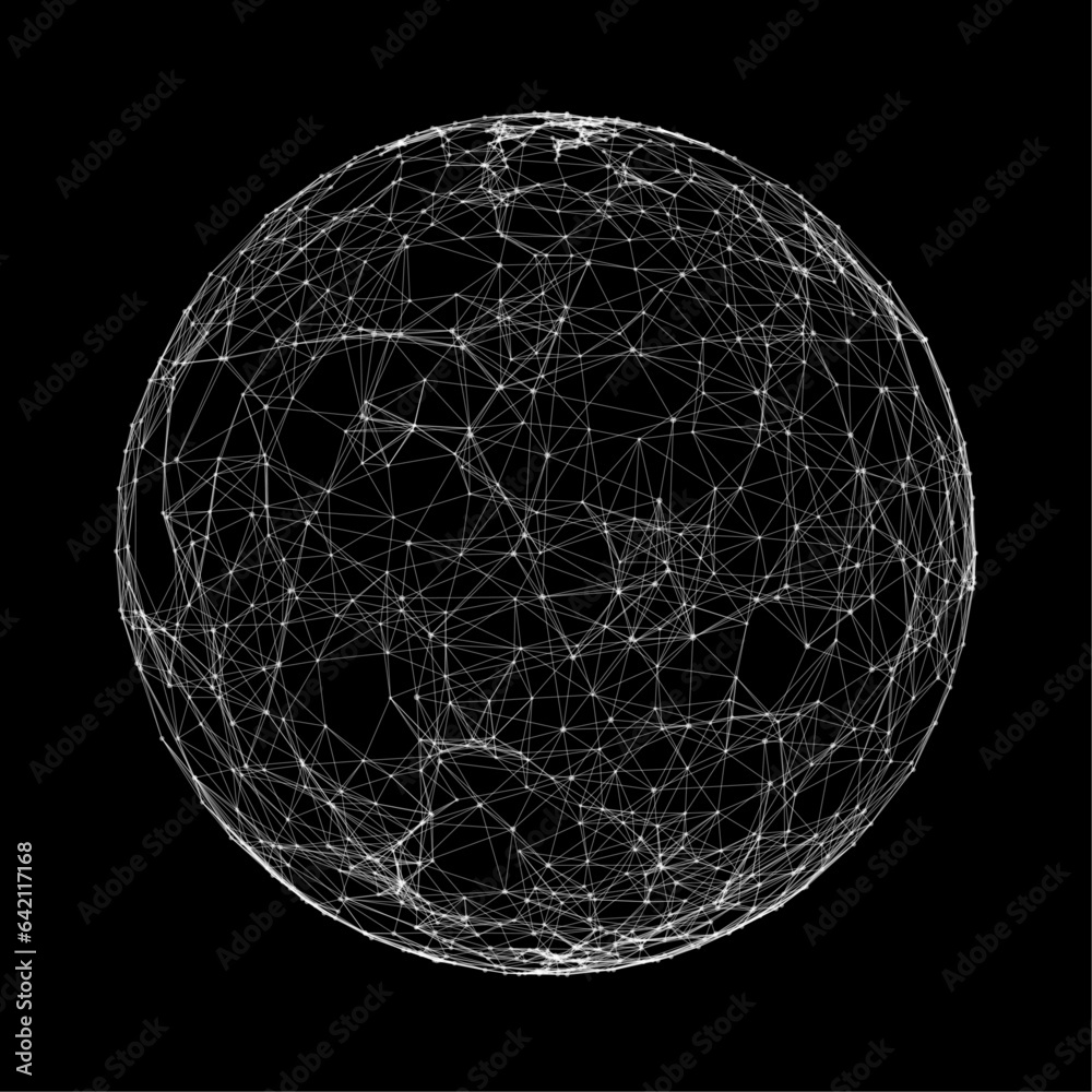 Vector Tech Sphere Futuristic vector sphere composed of particles and connecting lines ...