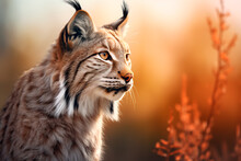 Lynx In The Forest. Portrait Of An Animal In Its Environment