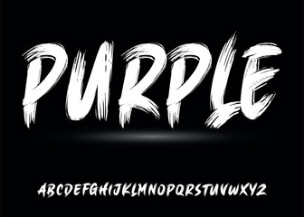 Fototapete - Ector the brush and elegant font PURPLE, geometric shape font vector typeface alphabet typeset.