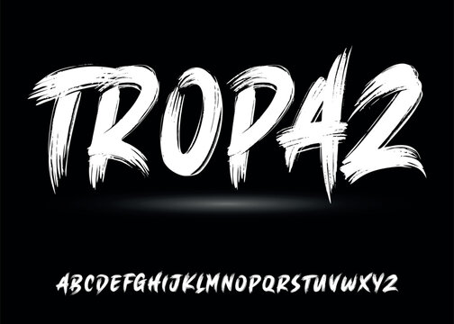 Ector the brush and elegant font TROPAZ, geometric shape font vector typeface alphabet typeset.