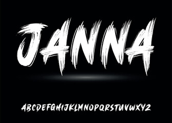 Fototapete - Ector the brush and elegant font JANNA, geometric shape font vector typeface alphabet typeset.