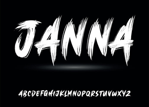 Ector the brush and elegant font JANNA, geometric shape font vector typeface alphabet typeset.
