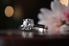 Realistic Diamond Silver Ring Jewel Photography For Couple Ceremony Generative Ai