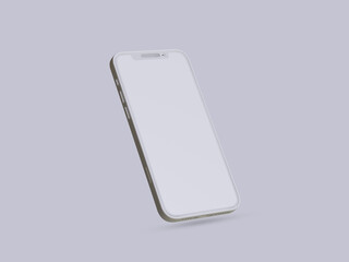 Clay phone white background and smarphone color touch screen rendering 3D