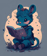 Concept art of a young mouse reading with headphones 2