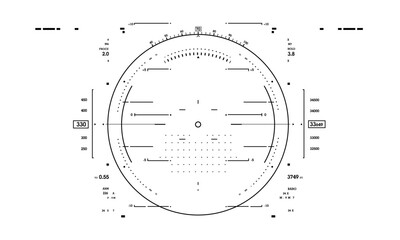 HUD sci-fi interface screen view black on white design virtual reality futuristic technology display vector