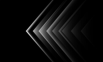 Fototapete - Abstract silver arrow direction geometric on black design modern futuristic technology creative background vector