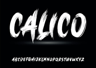 Fototapete - Ector the brush and elegant font CALICO, geometric shape font vector typeface alphabet typeset.