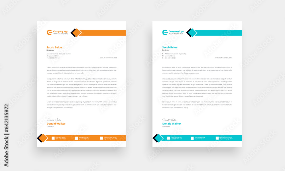 Professional branding official letterhead, letterhead design. modern letterhead template design.