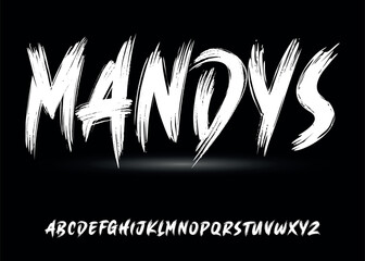 Fototapete - Ector the brush and elegant font MANDYS, geometric shape font vector typeface alphabet typeset.