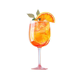 Poster - Aperol cocktail in a glass transparent background