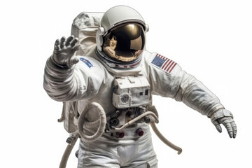 Wall Mural - astronaut in space suit on white background. cosnonaut in helmet. space exploration
