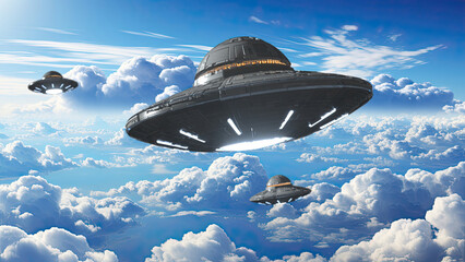 Wall Mural - 3d render. UFO spaceship concept