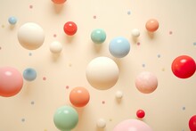 3D Three-dimensional Balls And Polka Dots On A Soft Beige Background, Modern Art Background, Modern Minimalist Mobile Phone Wallpaper, Female Wallpaper, Abstract Minimalist Hanging Picture