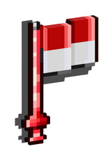 Poster - Asset from Pixel art square 3d of indonesian flag for items asset. red white flag on pixelated style 3d .8bits perfect for game asset or design asset element for your game design.