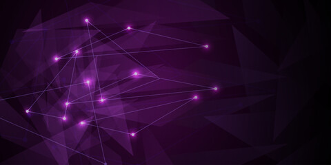 abstract purple tech background with connected triangle and dots