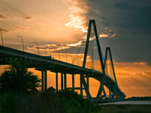 Sunset Over Harbor Bridge, Charleston, South Carolina.
