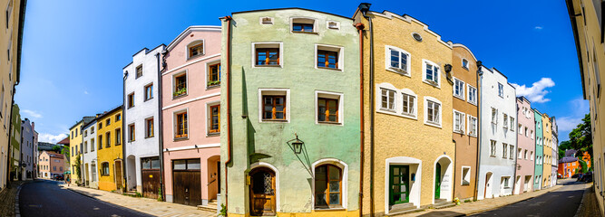 Sticker - historic buildings at the old town of Burghausen - Germany