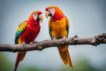 Canvas Print - two parrots on a tree