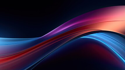 Wall Mural - Red, blue, orange, purple, and black fluid gradient, futuristic chromatic waves, abstract background, wallpaper, smooth and curved lines