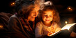 elderly woman reading a bedtime story to her grandchild, Generational love, Storytelling magic