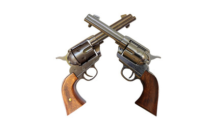 two crossed revolvers with transparent background	