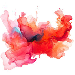 Poster - Abstract red fire ink lights spread on a transparent background in a fluid simulation