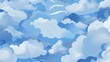 © Valua Vitaly - Beautiful blue sky with white clouds, illustration. Painting of white clouds on a bright summer day. Vector illustration of the summer skies. Seamless pattern of white clouds. Ai Generated.