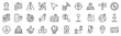 Set of 30 outline icons related to navigation, gps, location, route. Linear icon collection. Editable stroke. Vector illustration
