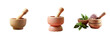 Wooden mortar and pestle on a transparent background