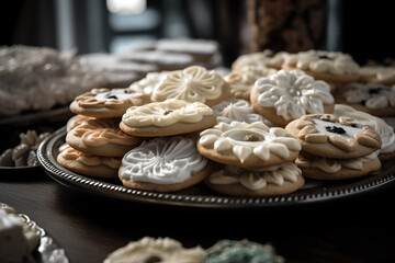 Sticker - a closeup of Frosted cookies, AI generated, Generative AI, AI Art, illustration,