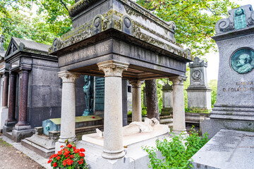 Wall Mural - Grave of France writer Alexandre Dumas Fils, monumental Cemetery of Montmartre, built in early 19th century, where many famous artists are buried, Paris, France.