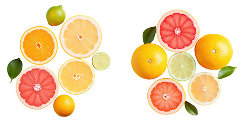 Wall Mural - Citrus fruits on transparent backgrounden background top view