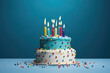 © vefimov - Picture of birthday cake with candles on top. This image can be used to celebrate birthdays and special occasions.