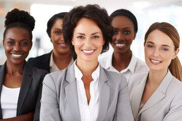 Wall Mural - Group of women standing side by side. This versatile image can be used to represent unity, teamwork, diversity, friendship, or empowerment. It is suitable for various projects and themes.