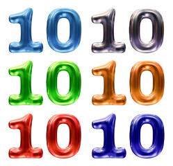 Fototapete - Set of number 10 in 3d rendering isolated on transparent background for math, business and education concept