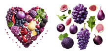 Healthy Purple Fruits And Vegetables Like Eggplant Grapes Beetroot And Cabbage Rich In Vitamins And Anthocyanins Promote Heart And Blood Circulation Transparent Background