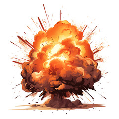 Wall Mural - 2d illustration of  explosion isolated on white background. The explosion started from the center and spread in all directions

