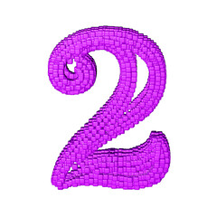 Symbol made of purple cubes. number 2