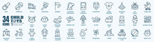 Children Toys Icon Vector Illustration . Thin Line Icons Set. Simple Vector Icons.Editable Line