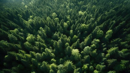 Wall Mural - Forest view from above, AI generated Image