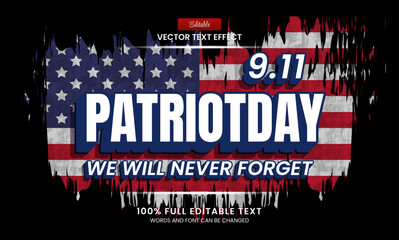 Wall Mural - Design editable text effect, patriot day vector illustration